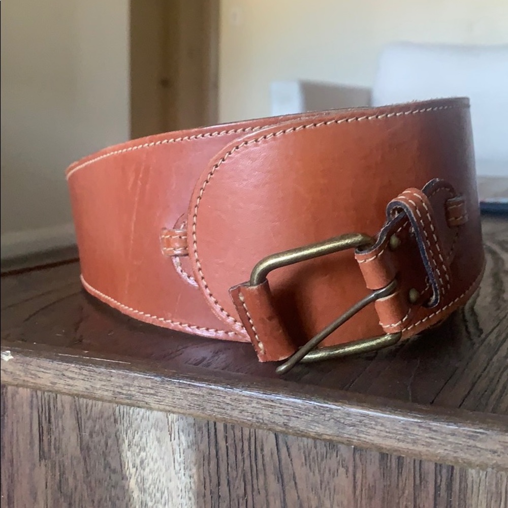 Anne Klein Women Leather Belt Carmel Color